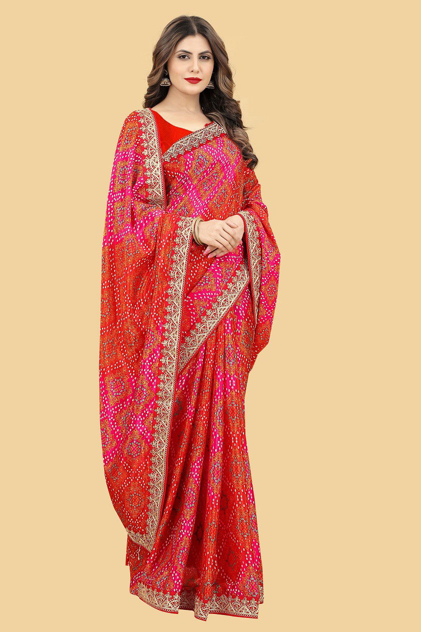 Mayurika 1 Bandhej Printed Chinon Silk Saree Collection
